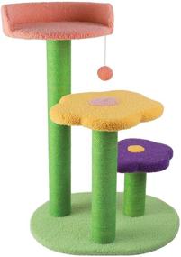 img 4 attached to Boshen Colorful Cat Activity Tree with Scratch Post, 🐱 Flower Platform - 28 inch H - Indoor Cat Furniture