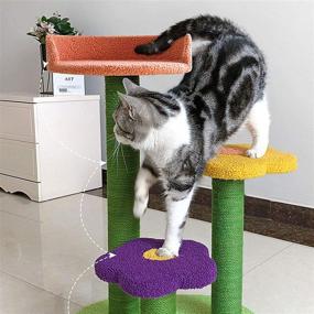 img 1 attached to Boshen Colorful Cat Activity Tree with Scratch Post, 🐱 Flower Platform - 28 inch H - Indoor Cat Furniture