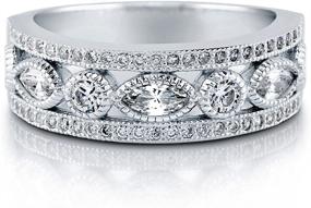 img 3 attached to 💍 Art Deco Anniversary Wedding Half Eternity Band Ring - BERRICLE Rhodium Plated Sterling Silver with Cubic Zirconia CZ