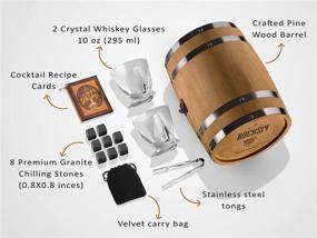 img 2 attached to 🥃 Premium Whiskey Stones Gift Set for Men in Authentic Whiskey Barrel Gift Box - 8 Whiskey Rocks, 2 Whiskey Glasses, and Granite Bourbon Stones - Luxurious Whiskey Kit for Men: Dad, Husband, Boyfriend