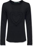 girls' love heart ruffle long sleeve tee shirt top logo