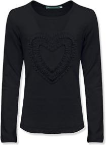 img 4 attached to Girls' Love Heart Ruffle Long Sleeve Tee Shirt Top