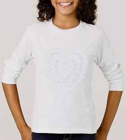 img 1 attached to Girls' Love Heart Ruffle Long Sleeve Tee Shirt Top