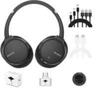 🎧 sony whch700n noise cancelling headphones: wireless bluetooth over the ear headset with mic for phone-call and alexa voice control, includes 7-in-1 gm accessories (black) logo