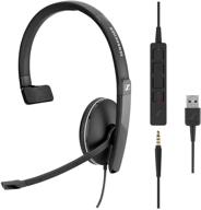 🎧 sennheiser sc 135 usb (508316) - monaural headset for business professionals with hd stereo sound, noise-canceling microphone, usb connector - black logo