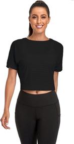 img 3 attached to Workout Running Shirts Sleeve Cropped Sports & Fitness and Cycling