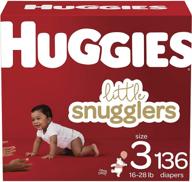👶 huggies size 3 little snugglers baby diapers, 136 count logo