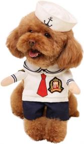 img 3 attached to 🐶 NACOCO Dog Sailor Costumes Navy Suit with Hat - Ideal Halloween and Christmas Pet Costumes for Puppies and Cats