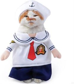 img 2 attached to 🐶 NACOCO Dog Sailor Costumes Navy Suit with Hat - Ideal Halloween and Christmas Pet Costumes for Puppies and Cats