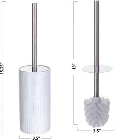 img 2 attached to 🚽 Estella Bathroom Toilet Brush Set with Lid and Holder - Stylish Covered Loo Scrubber, Resistant to Rust - Polyresin Toilet Bowl Cleaner - Beautiful Contemporary Bath Decor (White/Silver)