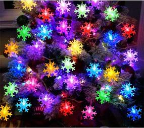 img 1 attached to 🎄 Abkshine 25ft 50 LED Battery Powered Snowflake Fairy Lights - Warm White & Color Changing Christmas Fairy Lights for Xmas Tree, Bedroom, Wedding, Party, Patio, Yard, Room Decor