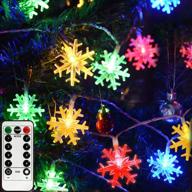 🎄 abkshine 25ft 50 led battery powered snowflake fairy lights - warm white & color changing christmas fairy lights for xmas tree, bedroom, wedding, party, patio, yard, room decor логотип