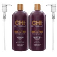 💧 optimum moisture bundle: chi deep brilliance olive & monoi shampoo & conditioner - 32oz with 2 pumps logo