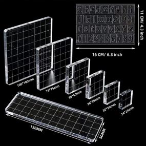 img 3 attached to 📐 Прозрачные акриловые блоки для штампов с сеткой (7 штук) и силиконовые четкие штампы с буквами/цифрами для собственного скрапбукинга, рукоделия, работы с бумагой и создания открыток.
