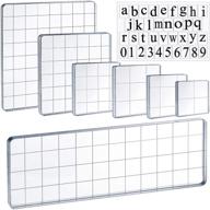 📐 clear acrylic stamp blocks with grid lines (7 pieces) and silicone letter/number clear stamps for diy scrapbooking, crafts, paper crafting, and card making decor logo