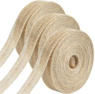 🎀 livder pack of 3 rolls natural jute burlap fabric ribbon for wedding events, parties, and home decor - 11 yards each roll, 0.8 inch wide logo