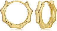 🎋 18k gold plated bamboo hoop earrings for women - hip hop style, lightweight, small round huggie earrings, hypoallergenic jewelry gifts for teen girls logo