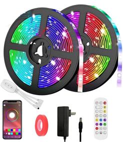 img 4 attached to 🌈 40фт умная гибкая светодиодная лента RGB с контроллером через приложение и Bluetooth, с 12В сертифицированным адаптером UL - встроенный микрофон для чувствительной смены цветов - 30 светодиодов/м - 2 рулона по 20 фт (приложение + ИК-пульт + микрофон + 3-кнопочный выключатель)