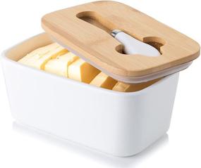 img 4 attached to 🧈 Conveniently Stylish: Porcelain Butter Candiicap Airtight Countertop for Preserving Freshness