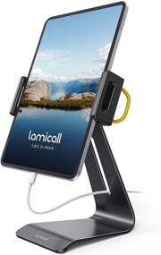 img 4 attached to 📱 Adjustable Tablet Stand Holder - Lamicall 360° Rotating Tablet Dock Stand, Desktop Tablet Holder Dock, Compatible with 4" - 13" Pad Pro 11/12.9, Mini, Air, Galaxy Tabs, Phone 12 - Black