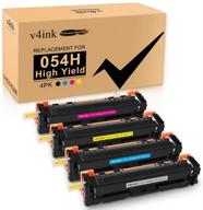 v4ink 054h compatible toner cartridge: high yield replacement for canon 054h crg-054h - lbp622cdw mf644cdw mf641cdw mf642cdw printer - black cyan magenta yellow logo