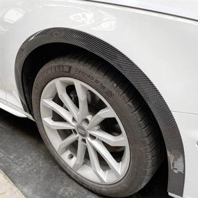 img 4 attached to Enhance Your Car's Style and Protection with HUBUISH Carbon Fiber Rubber Fender Flares - Front and Rear, Universal Fit - Tyre Eyebrow Trim Strip Included!