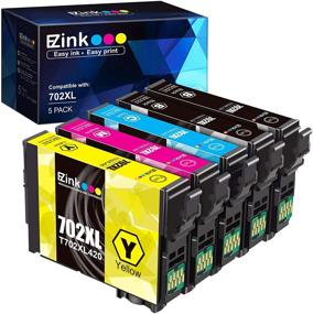 img 4 attached to E-Z Ink (TM) Remanufactured Ink Cartridge Set for Epson 702XL 702 T702XL T702, Compatible with Workforce Pro WF-3720 WF-3733 WF-3730 Printer, Pack of 5