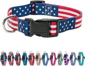 img 3 attached to 🐕 Adjustable Dog Collars - Durable Nylon Collars for Small, Medium, and Large Dogs - Flag, Plaid, and Animal Print Styles Available