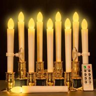 🕯️ 10 pcs maxedod battery operated led window candles with remote timer - flameless flickering taper candles in gold holders for christmas, wedding, party decorations логотип