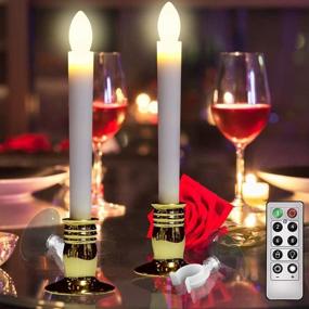 img 3 attached to 🕯️ 10 PCS MAXEDOD Battery Operated Led Window Candles with Remote Timer - Flameless Flickering Taper Candles in Gold Holders for Christmas, Wedding, Party Decorations