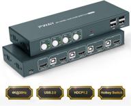 🔴 hdmi 4 port kvm switch box, uhd 4k@30hz & 3d & 1080p support, hdcp 1.2 standard, with usb and hdmi cables logo