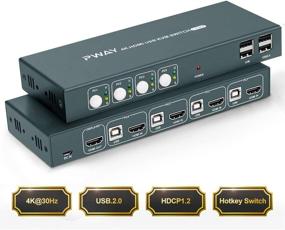 img 4 attached to 🔴 HDMI 4 Port KVM Switch Box, UHD 4K@30Hz & 3D & 1080P Support, HDCP 1.2 Standard, with USB and HDMI Cables
