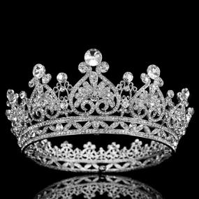 img 4 attached to COCIDE Silver Crown for Women: Crystal Queen Crowns and Tiaras for Girls - Full Round Wedding Headband, Hair Accessories for Birthday, Pageant, Prom, Bridal Party, Halloween Costume