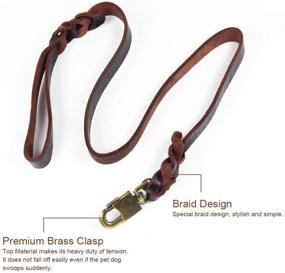 img 1 attached to 🐶 PESHOUCO Leather Braided Dog Leash Water Resistant Heavy Duty Woven Leash for Large, Medium, Small Dog Breeds with Lock-Design Clasp Leads Rope for Training and Walking - Brown (47Lx0.8W inch)