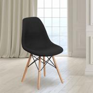 🪑 кресло из черной ткани серии elon genoa с деревянными ножками от flash furniture. логотип