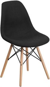 img 3 attached to 🪑 Elon Series Genoa Black Fabric Chair with Wooden Legs by Flash Furniture