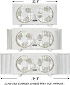 img 3 attached to 🌬️ BEYOND BREEZE 9-inch Twin Window Fan - 2-Speed Reversible Airflow Blades, Expandable Design, Manual Controls (Min. 22.4-inch Max. 34.3-inch)