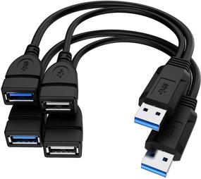 img 4 attached to Eanetf USB 3.0 Female to Male Splitter Cable (2pack) | USB 3.0 Female to Dual USB Male 1 to 2 Sync Data Charging Converter Y Extension Cable Cord for PC, Car, Laptop, U Disk, Network Card, Hard Disk, and More.