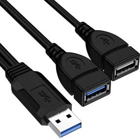 img 2 attached to Eanetf USB 3.0 Female to Male Splitter Cable (2pack) | USB 3.0 Female to Dual USB Male 1 to 2 Sync Data Charging Converter Y Extension Cable Cord for PC, Car, Laptop, U Disk, Network Card, Hard Disk, and More.