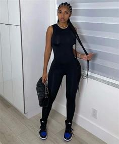 img 2 attached to BYDIVA 2021 Sleeveless Back Zipper Bodycon Jumpsuit for Fitness and Sporty Streetwear