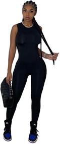 img 3 attached to BYDIVA 2021 Sleeveless Back Zipper Bodycon Jumpsuit for Fitness and Sporty Streetwear