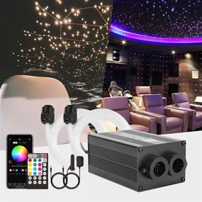 img 4 attached to 🚗 CHINLY Twinkle 370pcs 9.8ft Car Use Bluetooth RGBW LED Fiber Optic Star Ceiling Light Kit - APP/Remote Music Mode Headliner Light + Adapter+Cigarette Lighter for Car/Ceiling