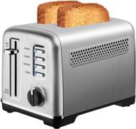 🍞 toaster 2 slice toasters best rated prime stainless steel toaster - quick check button, bagel/defrost/reheat features, 7 browning settings, extra wide slots, removable crumb tray логотип