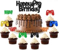 25-piece video gaming party cake and cupcake toppers: gamer party supplies, video game party decorations, game fans party favors logo