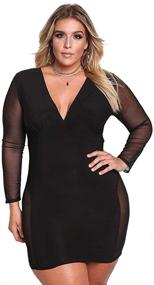 img 4 attached to 👗 ROSIANNA Plus Size Night Party Dresses - Women's V-Neck Lace Mesh See Through Perspective Bodycon Clubwear Mini Short
