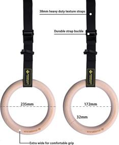 img 1 attached to 🤸 ManuelClear Wooden Gymnastic Rings Set with Adjustable Straps - Fitness Exercise Rings