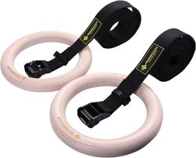 img 3 attached to 🤸 ManuelClear Wooden Gymnastic Rings Set with Adjustable Straps - Fitness Exercise Rings