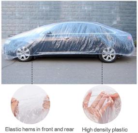 img 2 attached to 🚗 High-Quality PAMASE Thicken PE Plastic Car Cover - 12.5' x 21.6' Disposable Waterproof Protective Cover for Sedan Cars - Clear, Dustproof, and Elastic Band Included!