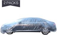 🚗 high-quality pamase thicken pe plastic car cover - 12.5' x 21.6' disposable waterproof protective cover for sedan cars - clear, dustproof, and elastic band included! logo