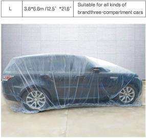 img 3 attached to 🚗 High-Quality PAMASE Thicken PE Plastic Car Cover - 12.5' x 21.6' Disposable Waterproof Protective Cover for Sedan Cars - Clear, Dustproof, and Elastic Band Included!